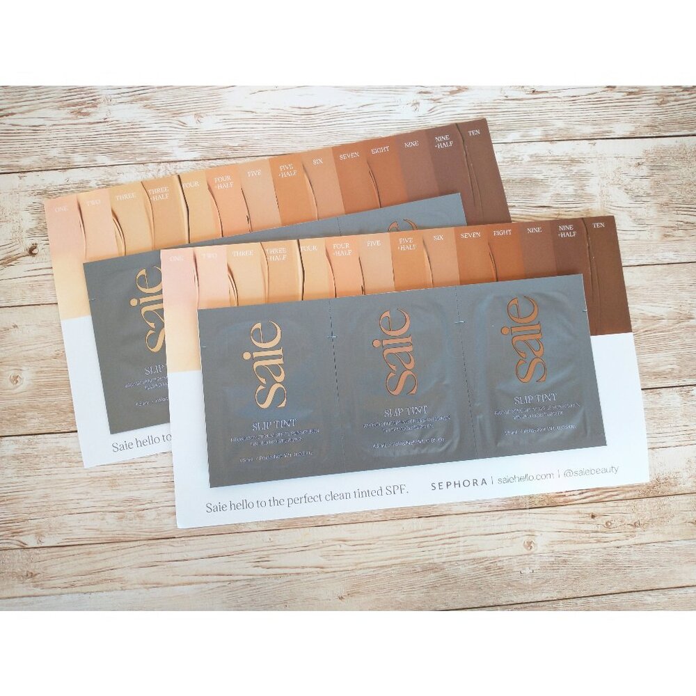 Saie Slip Tint Lightweight Tinted Moisturizer SPF35 Trial Cards 2 Pack Hydrating